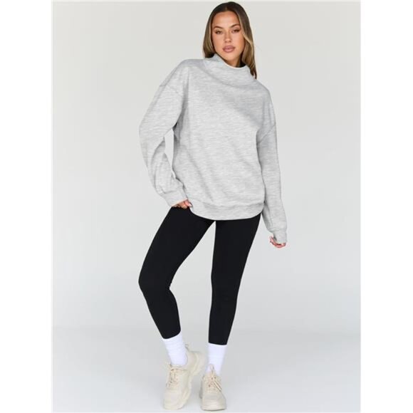 Womens Oversized Sweatshirt Turtleneck Pullover Long Sleeve Fleece Casual Tops - Picture 5 of 7